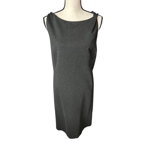 MM Lafleur Lydia Sheath Dress Sleeveless Dark Gray Viscose Blend Large - Picture 3 of 8